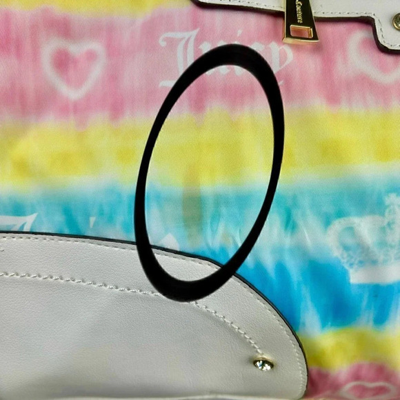 Juicy Couture Weekender Duffle Bag Crossbody Tie Dye Stripe Pink Blue Yellow - Picture 9 of 14